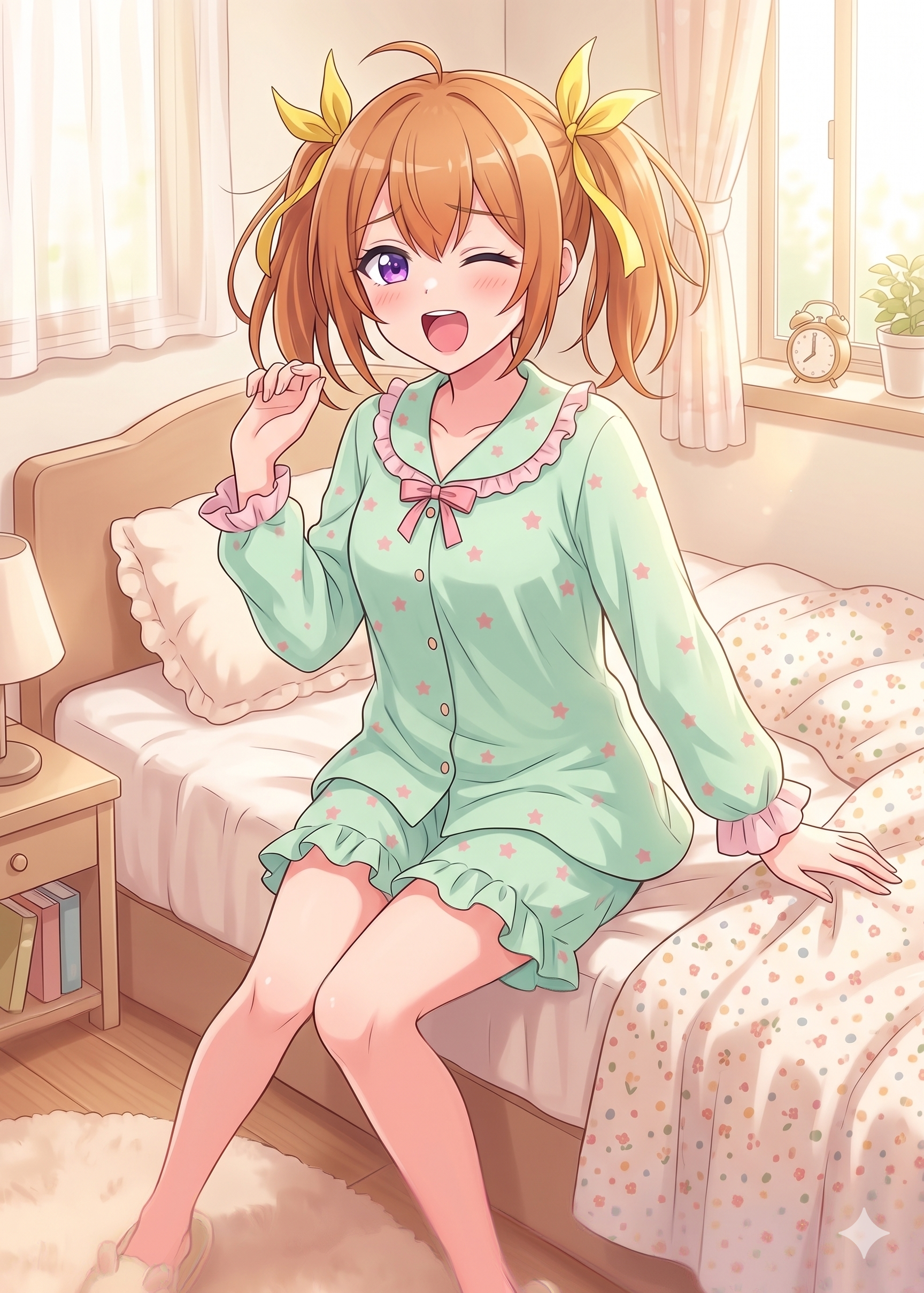 かなえさん グリーンパジャマ（AI制作）
