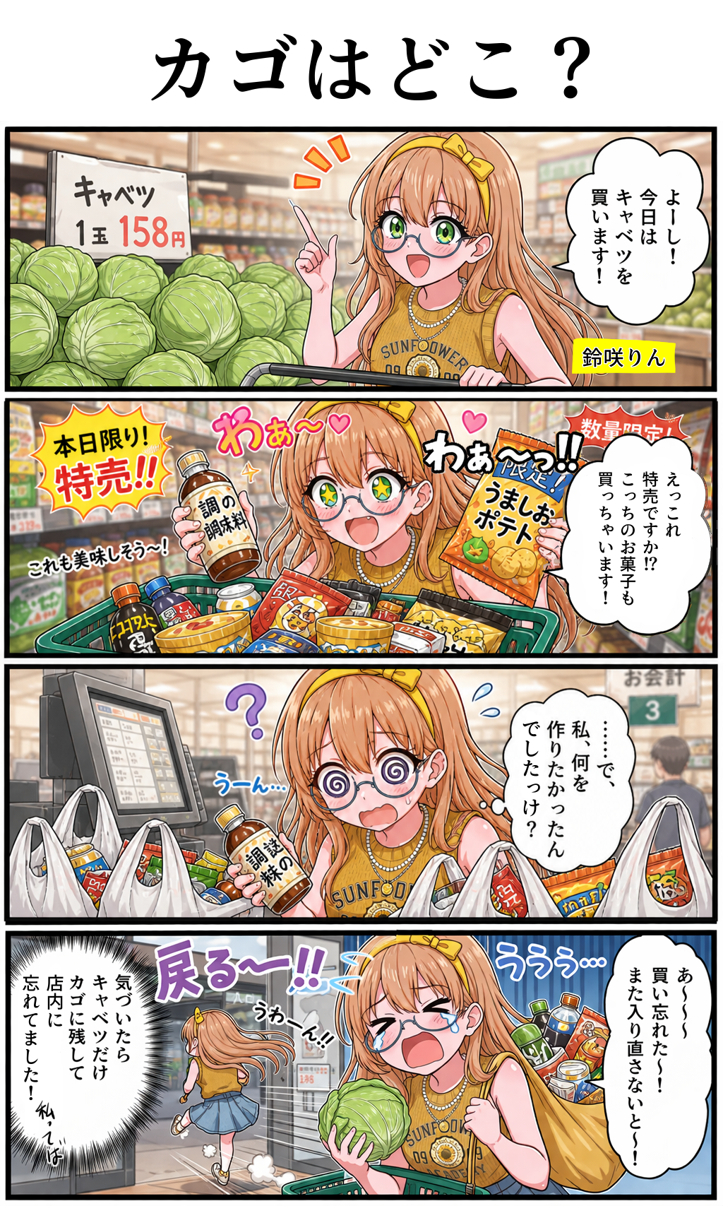漫画「カゴはどこ？」