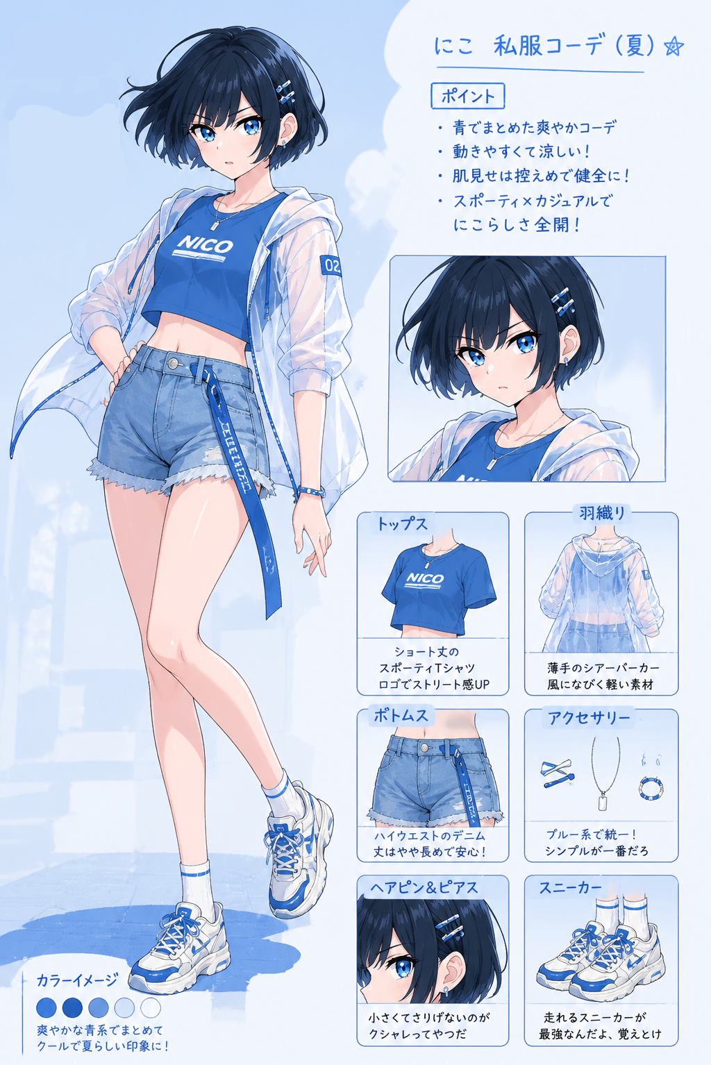 にこ 私服コーデ（夏）